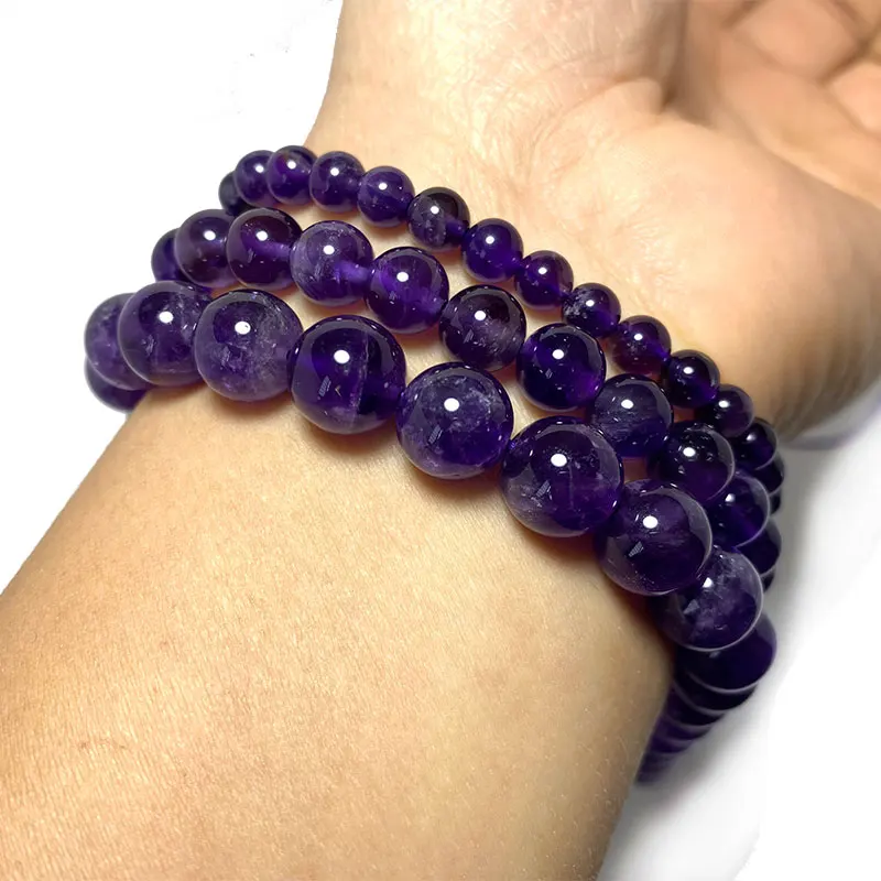 Top AAA+ 100% Natural Purple Amethyst Crystal Round Stone Beads For Jewelry Making DIY Bracelet Necklace 4/6/8/10/ 12MM 15'' 3