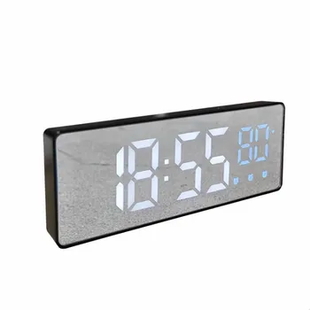 

Digital Alarm Clock Voice Control Snooze Time Temperature Display 3 Alarms Reloj Despertador Mirror LED Clock with USB Cable