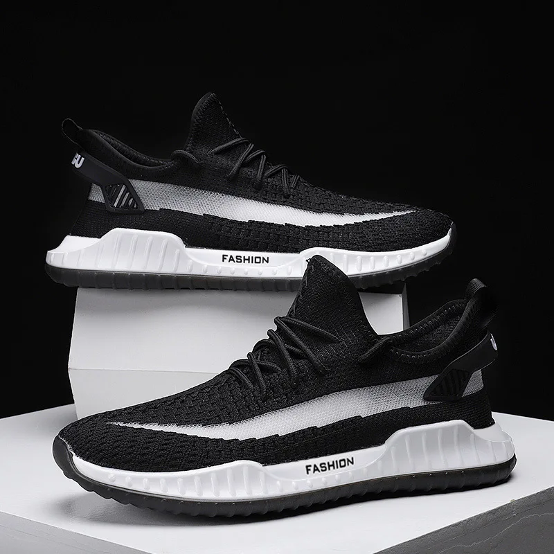 

2019 Trend Versatile Casual Shoes Men Mesh Breathable Comfortable Flat-Style Fly Woven Athletic Shoes