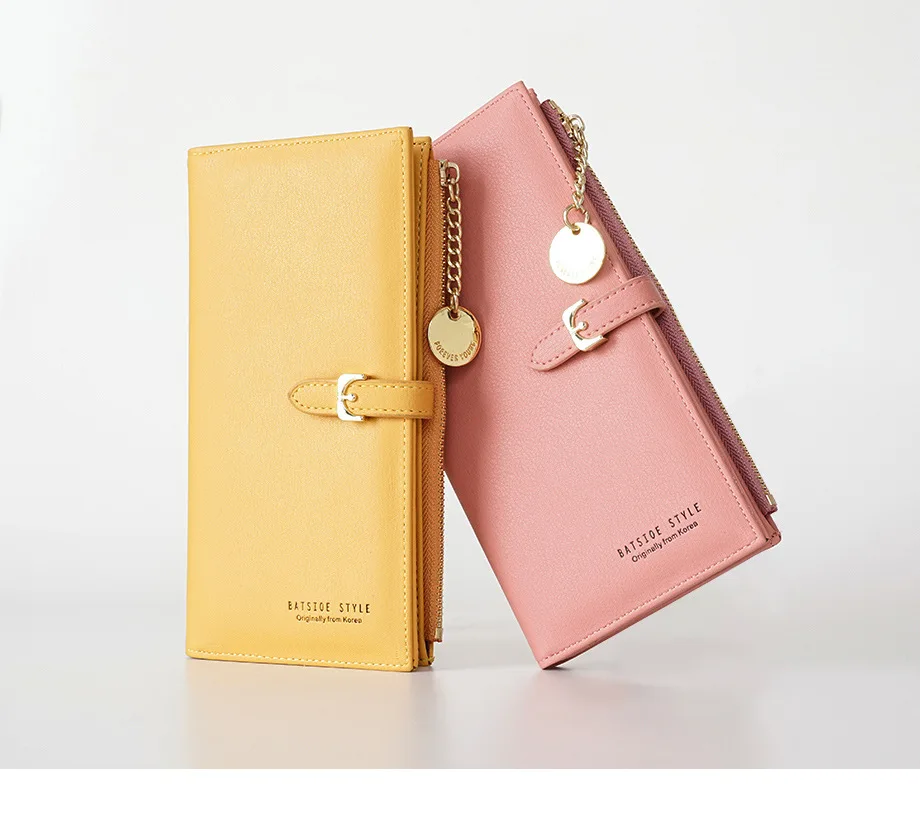 female fashion yellow purse card holder PU leather Long wallet womens big zipper wallets money cash bag Bolsa Feminina