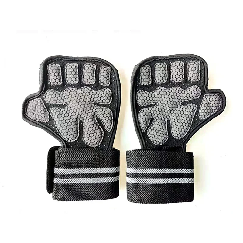 Удобные износостойкие перчатки унисекс для занятий тяжелой атлетикой с ремешками на запястье, для гимнастики, для рук, Нескользящие, дышащие