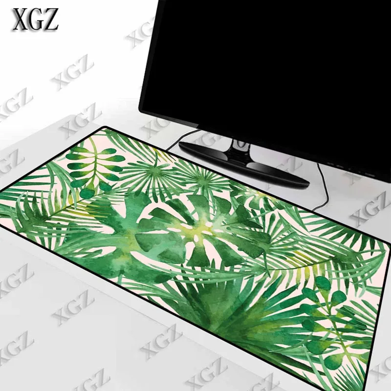 

XGZ Plant Banana Leaf Gaming Mouse Pad Computer Gamer pad Large Game Lock Edge Mat Anime Big Mause for PC Laptop