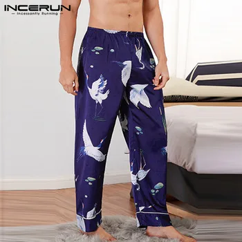 

Men Sleep Pants Printed Soft Homewear Elastic Waist Breathable Casual Sleeping Trousers Leisure Men Pajamas Bottoms 2020 INCERUN