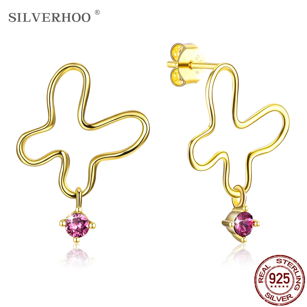 Серебряные серьги SILVERHOO S925 с австрийским кристаллом золотого цвета подвески в