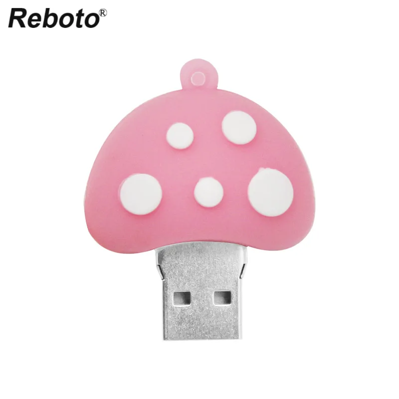 Cartoon Silicone Memory Stick 64GB 32GB Flash Drive 16GB 8GB Cute Pink Mushroom Flash Disk Mini Key Pendrive U Stick For PC
