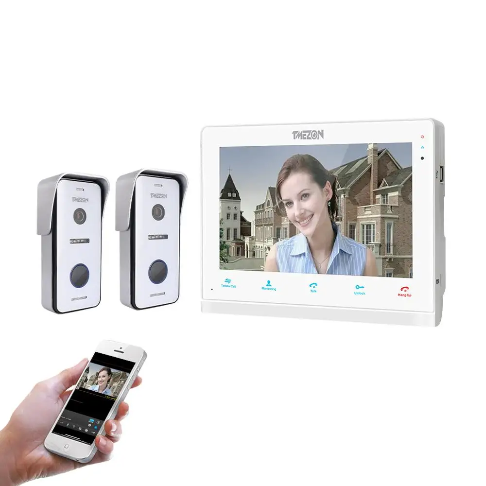 TMEZON 10 Inch Wireless/Wifi Smart IP Video Doorbell Intercom System ,1xTouch Screen Monitor with 2x720P Wired Door Phone Camera TMEZON 10 Inch Wireless/Wifi Smart IP Video Doorbell Intercom System ,1xTouch Screen Monitor with 2x720P Wired Door Phone Camera