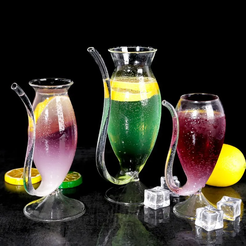 HOT SALE Wine Whiskey Glass Heat Resistant Sucking Juice Milk Drinking Tube Straw Cup creative wine glass high quality glass cup 3