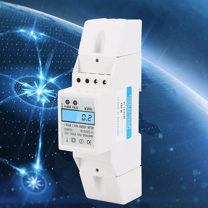 Hot Energy Meter DDM35L 10-40A LCD Digital Display Module Single Phase DIN-Rail Electronic Energy Power Meter Watt-Hour Meter