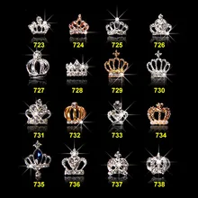 

100PCS/lot Nail rhinestones strass nail art crown 3D alloy nail charms DIY nail accessories bows/Crown studs supplies 1