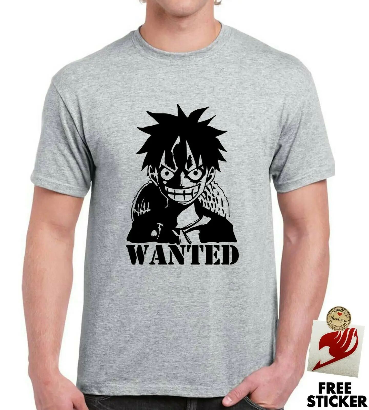 

Luffy One Piece T Shirt Ace Funny Wanted Cosplay NEW Anime Mens Tee Top S - XXL