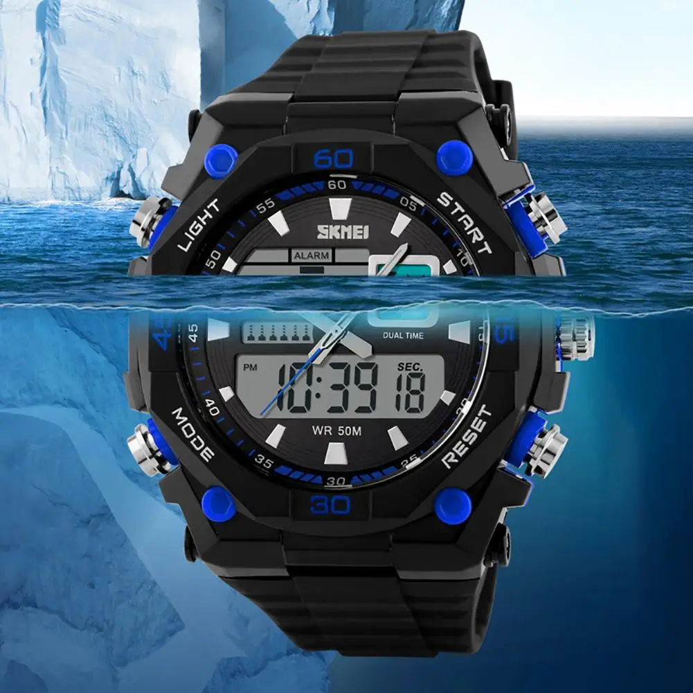 

Military Men LED Pointer Double Display 50M Waterproof Luminous Wrist Watch Mas-culino Fashion Men's Watch Large Dial Militarys