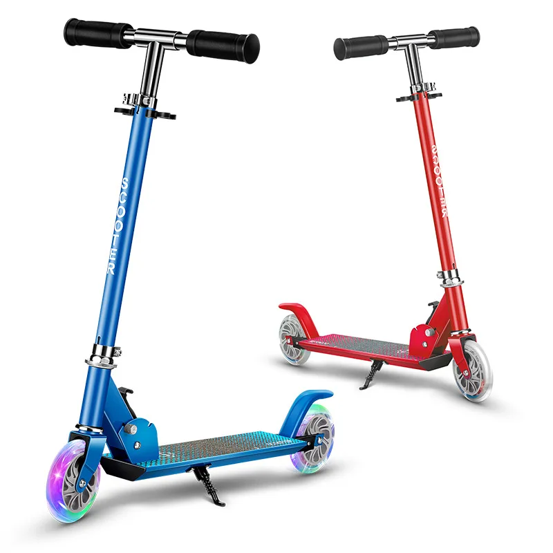 Big Wheels Aluminum Alloy Folding Kick Scooter For Kids Portable Foot Scooter 2 Wheels Teens Street Push
