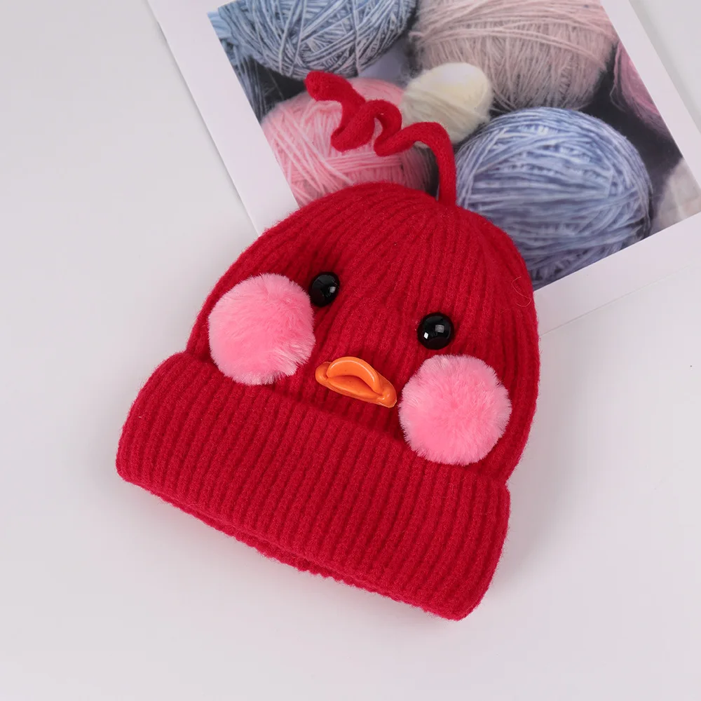 Милая курица, шапки для маленьких мальчиков и девочек, зимняя шапка с рисунком для детей ясельного возраста, теплая вязаная Круглая Шапочка, детские вязаные шарики, шапка s