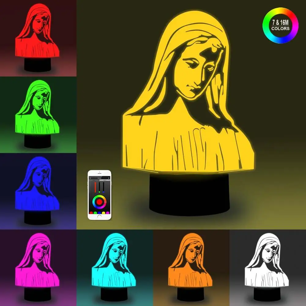 

NiteApps 3D Mother of God Night Light Desk Table Illusion Decoration Lamp Holiday Birthday Gift APP/Touch Control