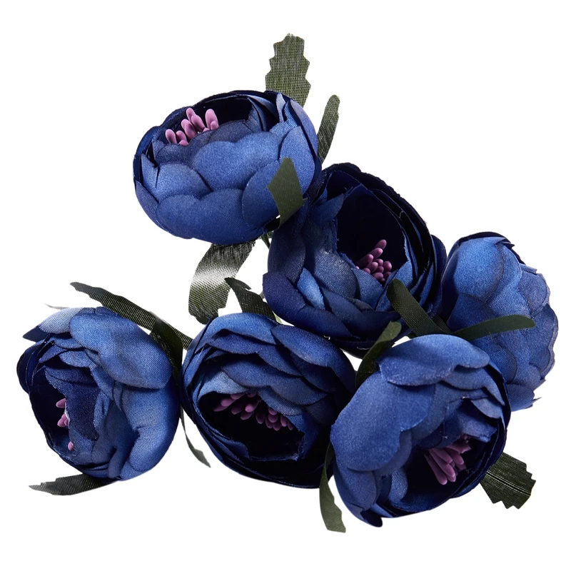 

ABLA 6pcs/lot Simulation Silk cloth bouquet bride holding flowers decorative flowers (Royal blue purple heart)Single flower diam