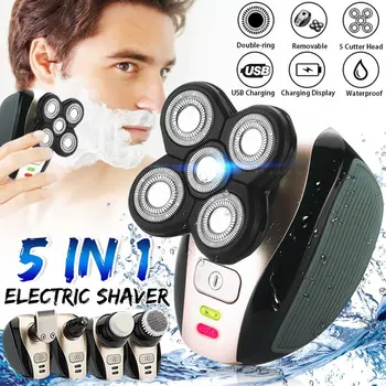

5in1 4D Electric Shaver Shaving Machine Beard Razor Bald Head Shaver Machine Nose Trimmer Body Hair Shaver Electric Shavers Men