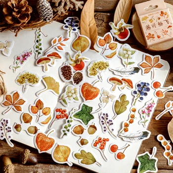 

Cute Autumn Leaves Paper Small Diary Mini Japanese Cute box Stickers set Scrapbooking Cute Flakes Bullet Journal Stationery