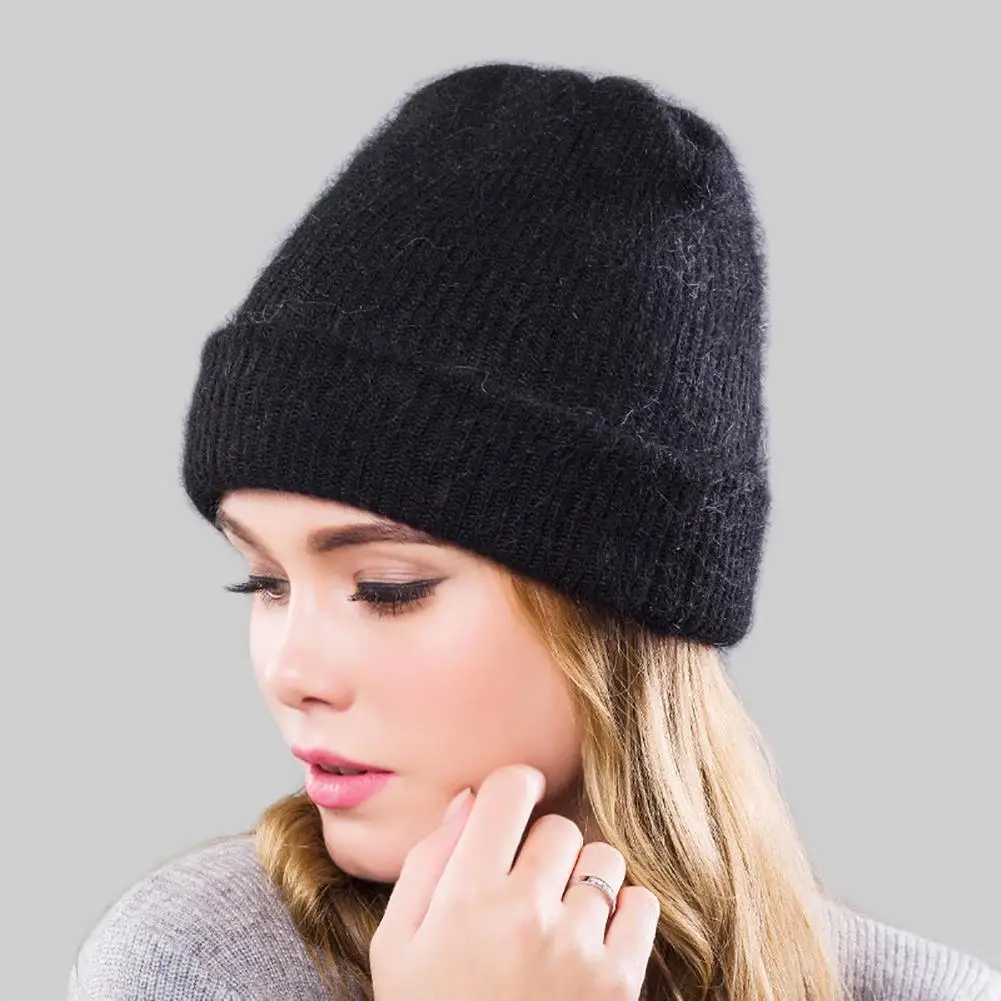 Kuulee Knit hat Unisex Knit Hat Fashion and Easy-matchcing Head Gear Warm Wrapped Head Pullover Cap Cold Protection - Цвет: Black