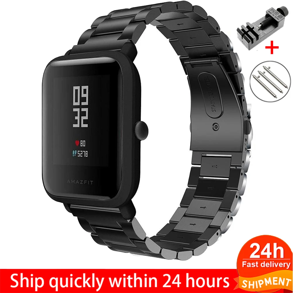Ремешок для часов из нержавеющей стали 22 20 мм amazfit GTS bip GTR 47 samsung Galaxy 46 42 Gear S3 Band