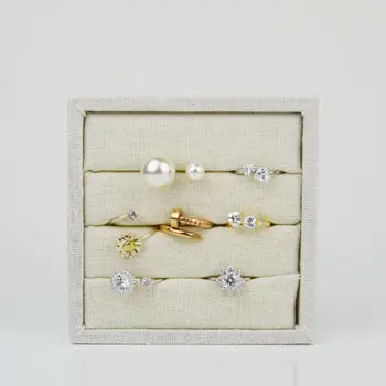

Linen Jewelry Display Tray Ring Necklace Pendant Stud Earring Storage Organizer Q0KE
