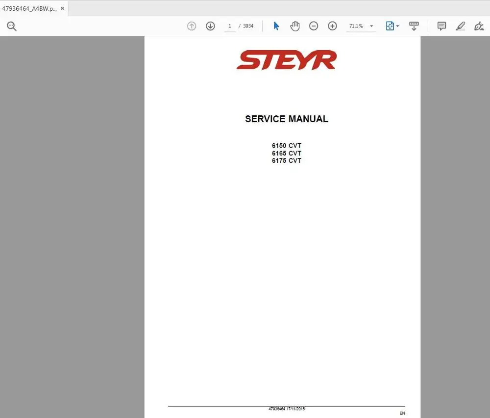 Steyr Tractor Agricultural Service Manual