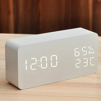 

FiBiSonic Fashion High Quality Multi-function Digital Alarm Clock, Wooden Desk Clock with Voice Control Adjustable