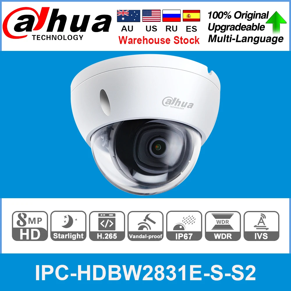 Dahua оригинальный IPC HDBW2831E S S2 8MP 4K POE слот для sd карты H.265 + 30M IR IVS Onvif IP67 Starlight мини