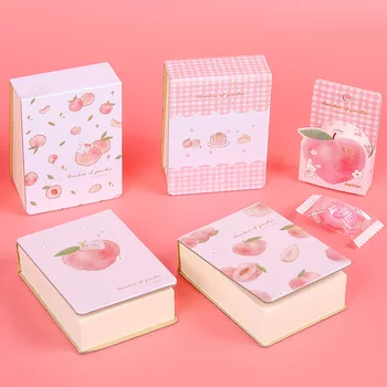 

"Peach Bunny Pocket" Small Diary Notebook Hand Memo Pad Study Journal Removable Papers