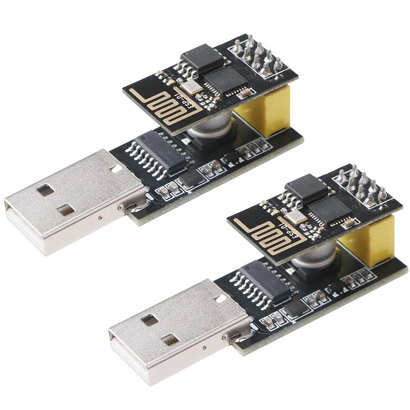 2Pcs ESP8266 ESP-01 Serial Wireless Transceiver WiFi Module 1MB SPI Flash DC3.0-3.6V with USB to Adapter Wir | Электроника