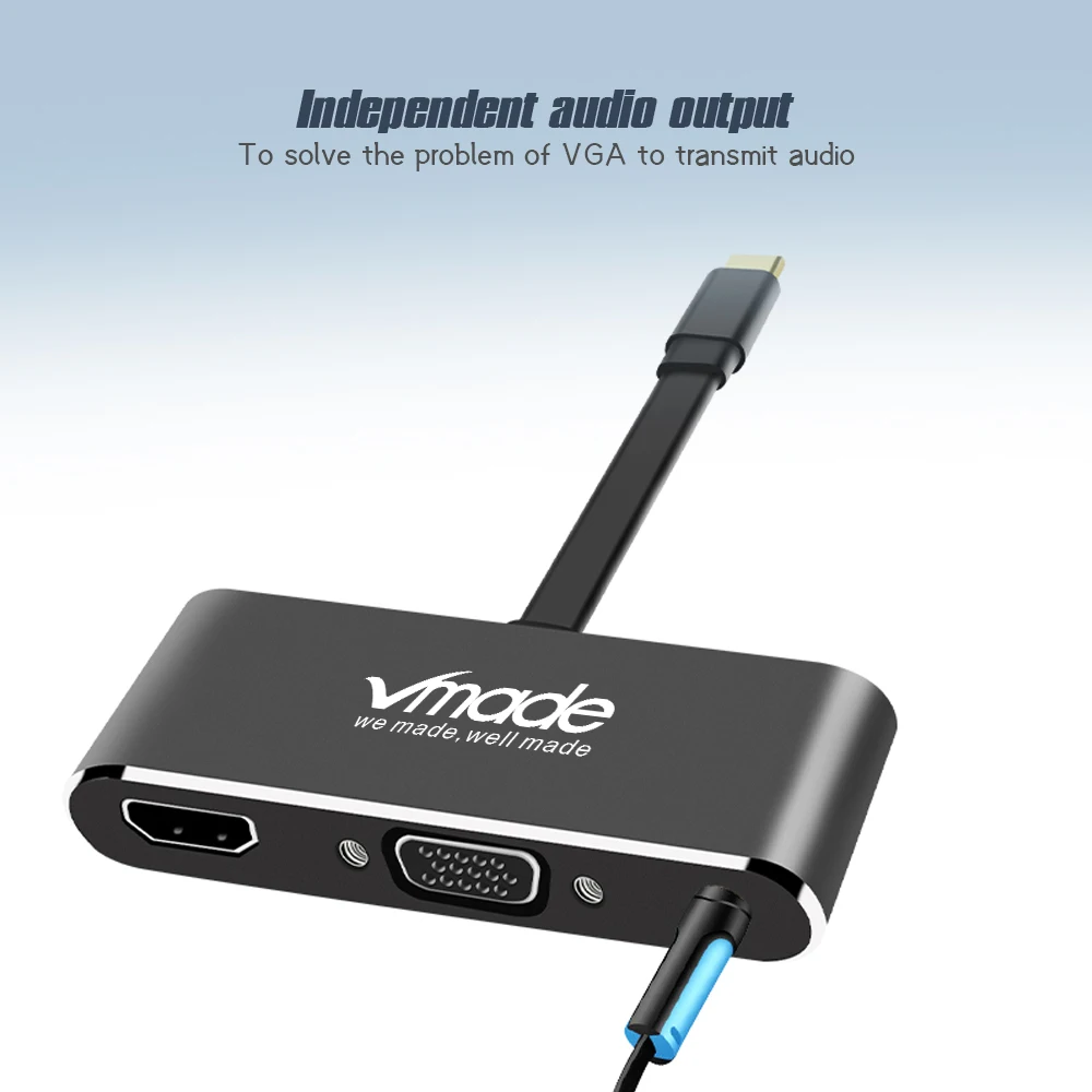 Vmade usb-хаб 5 в 1 USB C к HDMI адаптер 4K тип-c к HDMI/VGA/аудио/USB 3,0 порт+ USB C порт(PD) конвертер для ноутбука Macbook