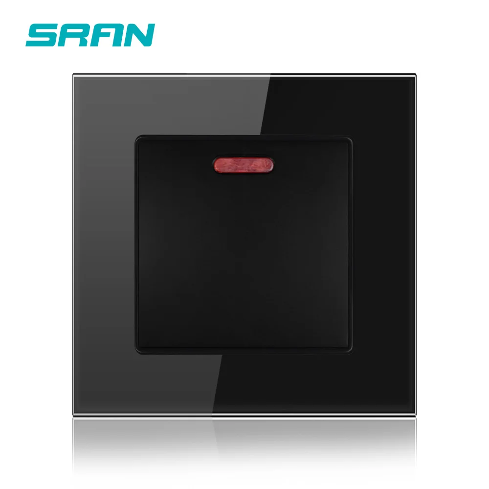 SRAN 20A переключатель с неоновой хрустальной стеклянной панелью кухонный водонагреватель вкл/выкл настенный выключатель Кондиционер