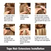 Isheeny Human Hair Tape Extensions European Natural Seamless Skin Weft 12