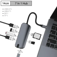 Type c концентратор для мульти-Хаба USB 3,0 HDMI 4 K/SD/TF кард-ридер/PD зарядка аудио/RJ45 адаптер для MacBook Pro type c usb-хаб