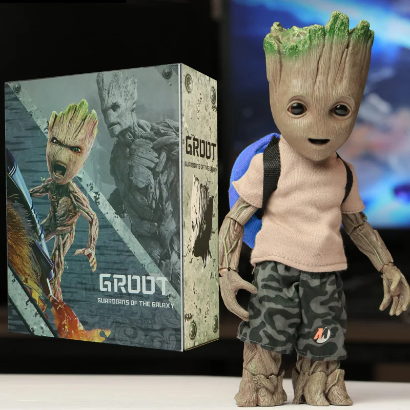 E-Box Groot прекрасный стражи Галактики дерево игрушечный человечек Мстители фигурка супер-героя кукла 1/1 подарок для мальчика - Цвет: E-Box