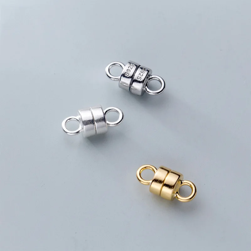 

925 silver magnetic bean column clasp Bracelet necklace connecor buckle end magnetic closure for making jewelry 5.5mm 2sets