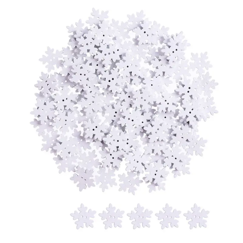 

Big deal 50 pcs Christmas Wooden Snowflakes Buttons for Scrapbooking Craft