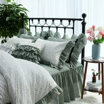 

Pastoral green leaf flower bedding set,twin full queen king cotton single double home textile bedspread pillow case duvet cover