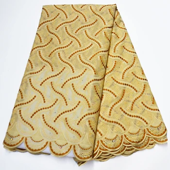 

Yellow Swiss voile lace in Switzerland latest African lace fabric Swiss lace fabric 100% cotton fabric for Dress Hot sale