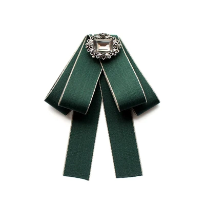 deep green Галстук-бабочка, винтажная Камея, Дамская голова, Бриллиантовая лента, вечерние, свадебные, брошь, шикарный, для девочек, элегантный, ювелирный костюм, воротник, повязка для девочки, галстук - Цвет: deep green