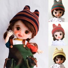 1 шт. зимняя полосатая кукольная шляпа для OB11, 1/12 BJD, куклы Molly наряды Аксессуары