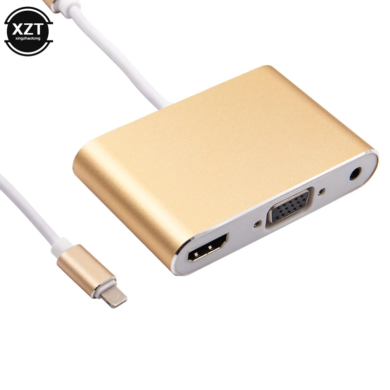 4 In1 Digital Audio Video HDTV Converter Lighting to HDMI-Compatible VGA AV Adapter for I Phone Xs X XR 8 7 to TV USB Cable vga cable adapter,vga to av converter,vga to hdtv adapter