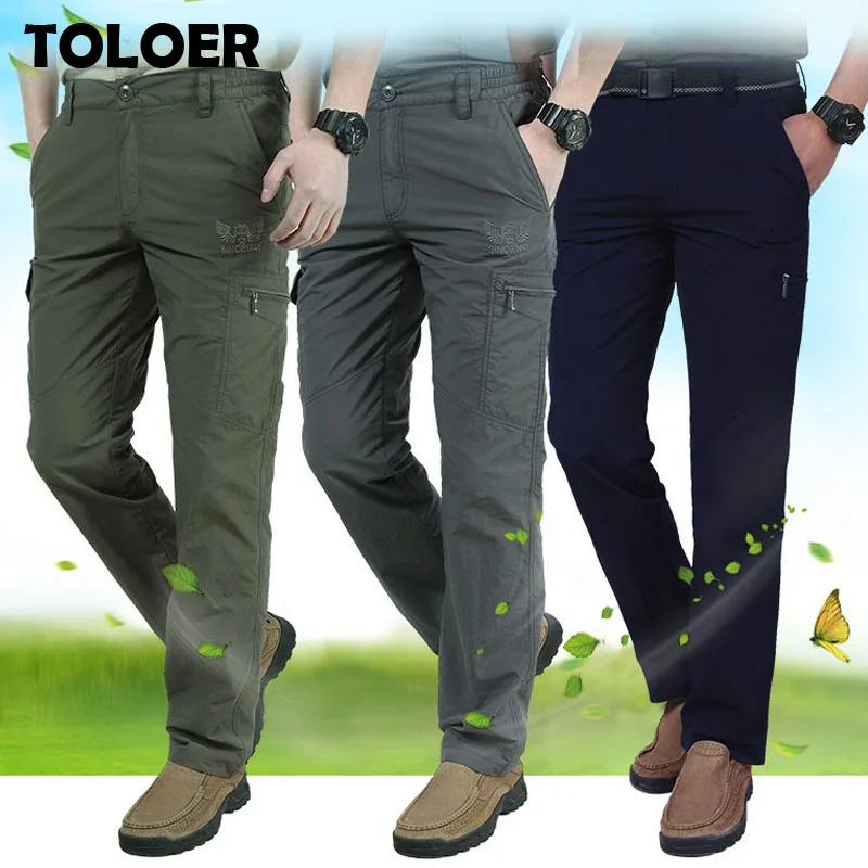 Waterproof Pants Trekking Cargo Men Tactical Trousers Outdoor-Sports Mens Summer Spring