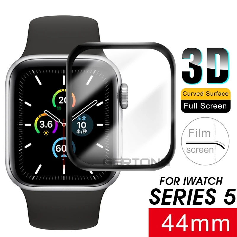 Полное покрытие из закаленного стекла для Apple Watch Series 5 1 2 3 4 40 мм 44 Защита экрана