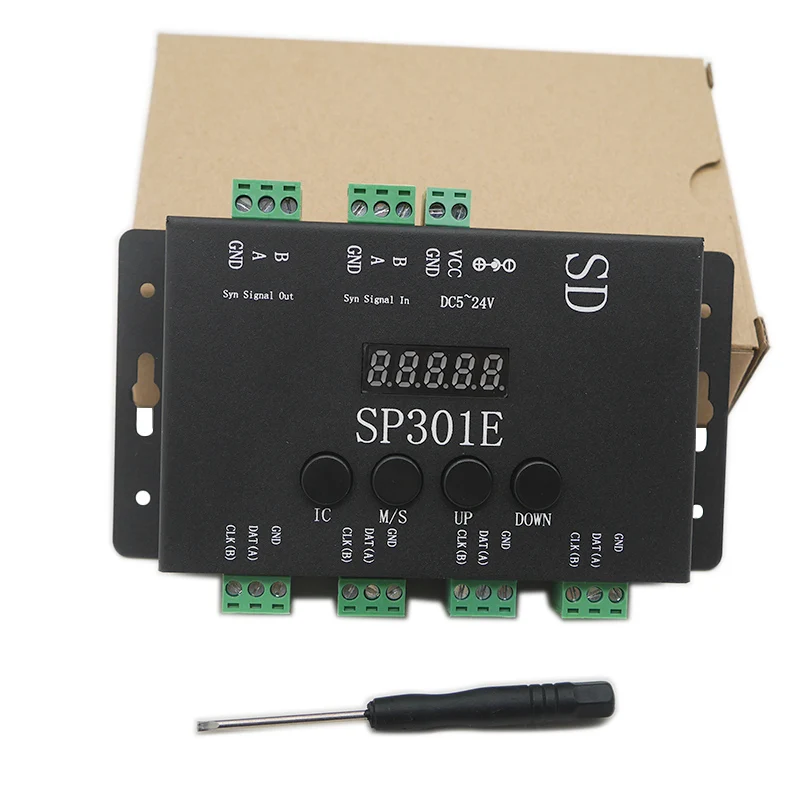 

SP301E Syn signal Programmable Pixel LED Controller For WS2811 WS2813 WS2812B SK6812 APA102 Pixel LED Strip Panel light,DC5-24V