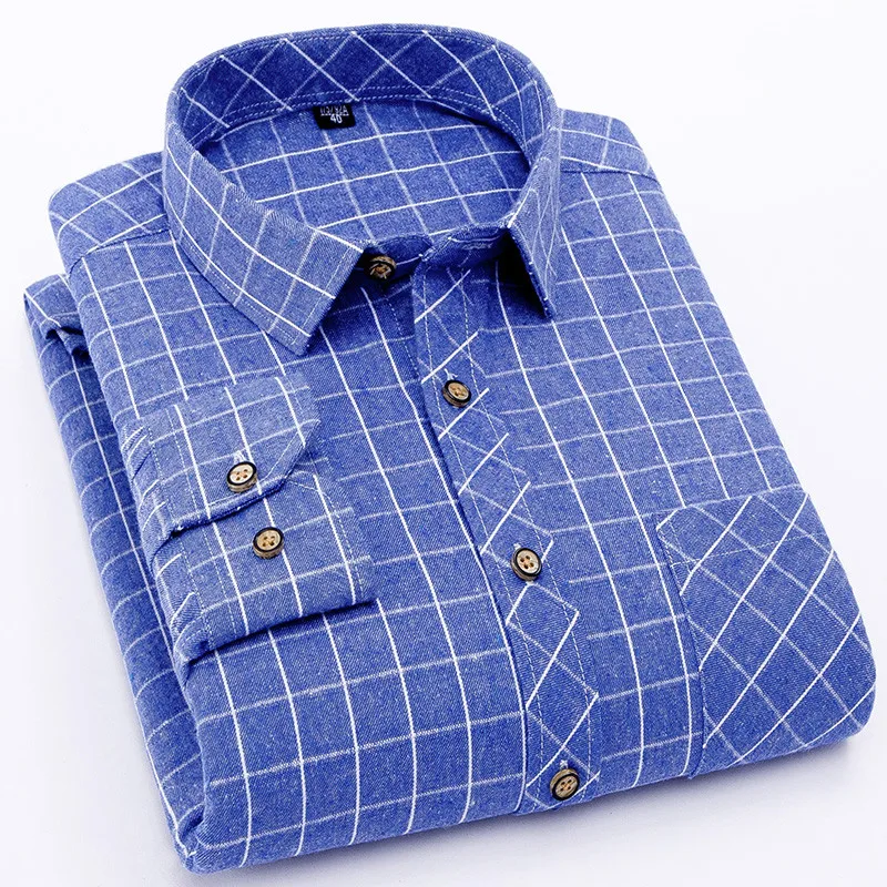 Shirts Men Plaid Long Sleeve Shirt High Quality Comfortable Hot Sale Mens Korean Style Casual Slim Fit Males Clothes New Chic
