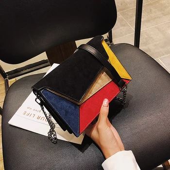 

2020 Retro Matte Patchwork Crossbody Bags for Women Messenger Bags Chain Strap Shoulder Bag Lady Small Flap criss-cross Bag