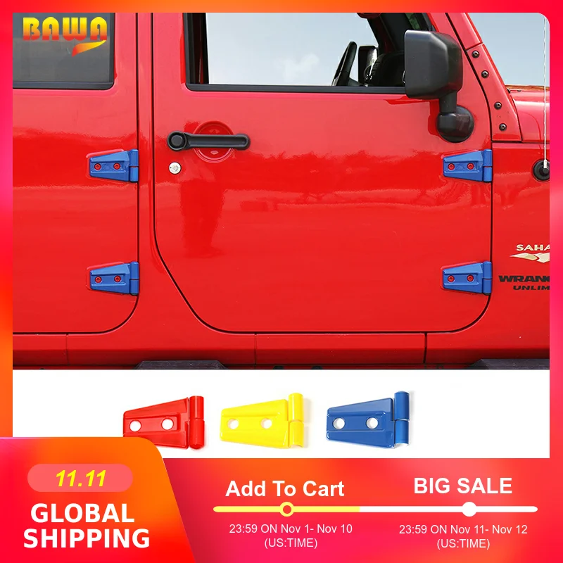 BAWA Car Engine Hood Cover for Jeep Wrangler Jk 2007-2017 ABS Door Hinges Stickers | Автомобили и мотоциклы