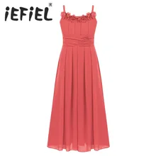 Шифоновое платье подружки невесты для больших девочек; рождественское платье принцессы для свадебной вечеринки; праздничный костюм с цветочным узором для девочек; детская праздничная одежда для девочек