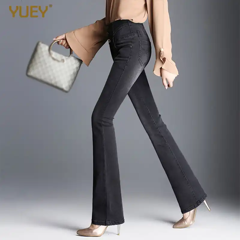 black high waisted bootleg trousers