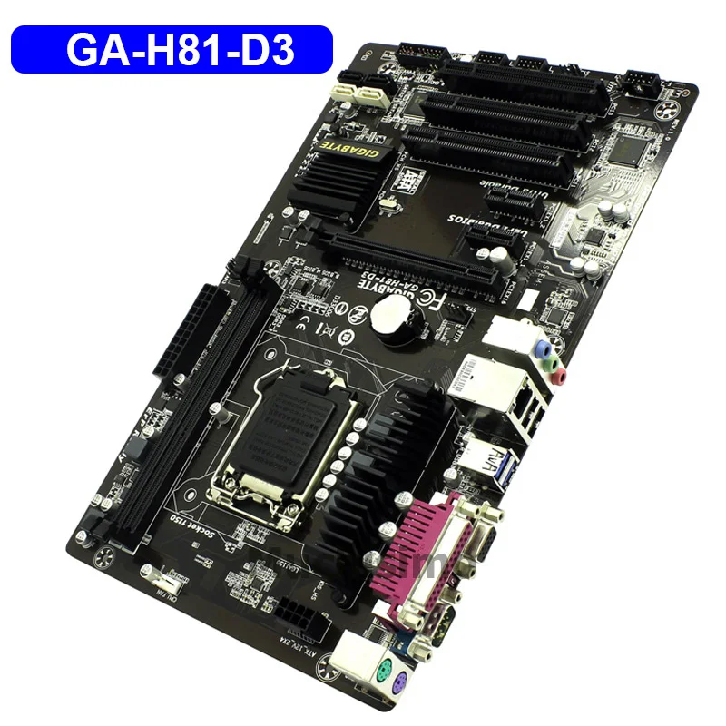 Оригинальная Материнская плата Gigabyte GA-H81-D3 LGA 1150 DDR3 H81-D3 для I3 I5 I7 16 Гб USB3.0 H81 рабочего стола материнской платы Восстановленное